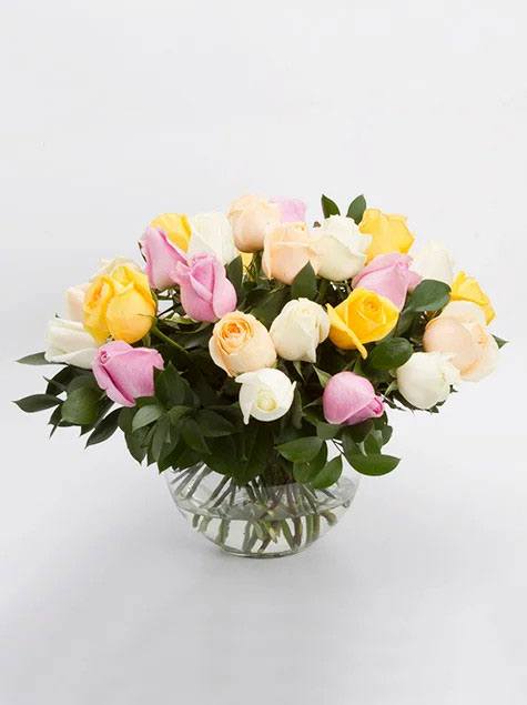 Arranjo de Rosas no Vaso transparente