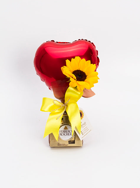 Mini Kit Romântico com Girassol e Balão Coração