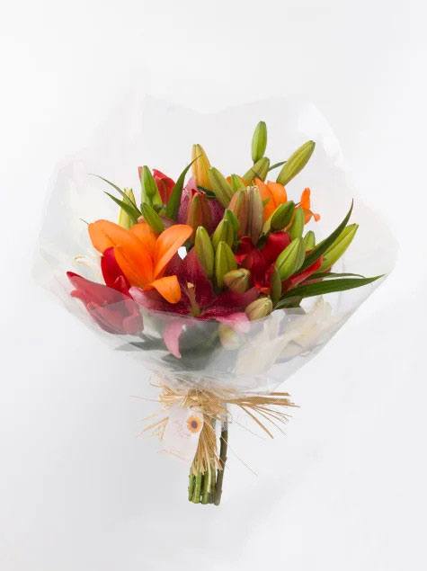 Buquê com 6 Hastes de Lírios Coloridos