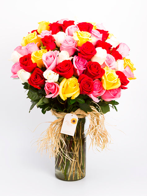 Arranjo com 36 Rosas Coloridas