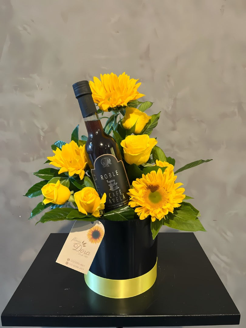 Arranjo de Flores e Licor de Café e Avelã
