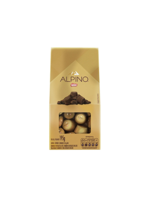 Bombom de Chocolate ao Leite Alpino caixa 195g e 15 unidades